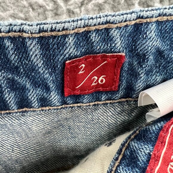 Lucky Brand Womens‎ Jean Boyfriend Shorts 2 Blue Denim Cut Off Mid Rise Pockets - Picture 7 of 16